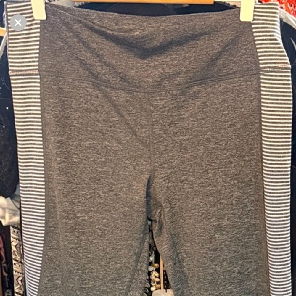 Gray and White Striped Leggings